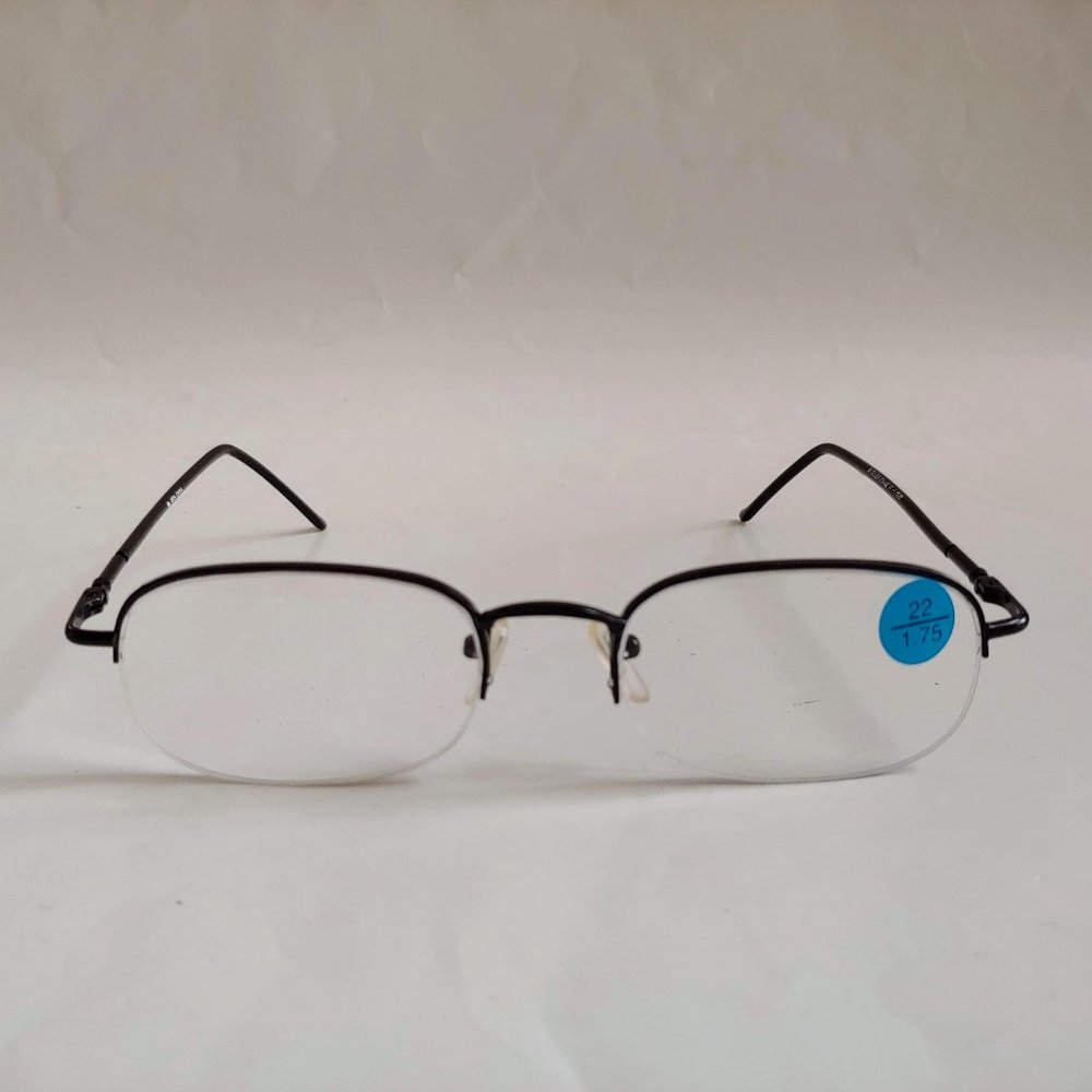 NWT Vintage 90's Rectangle Metal Semi-Rimless Reading Glasses +2.00 (S.Black)